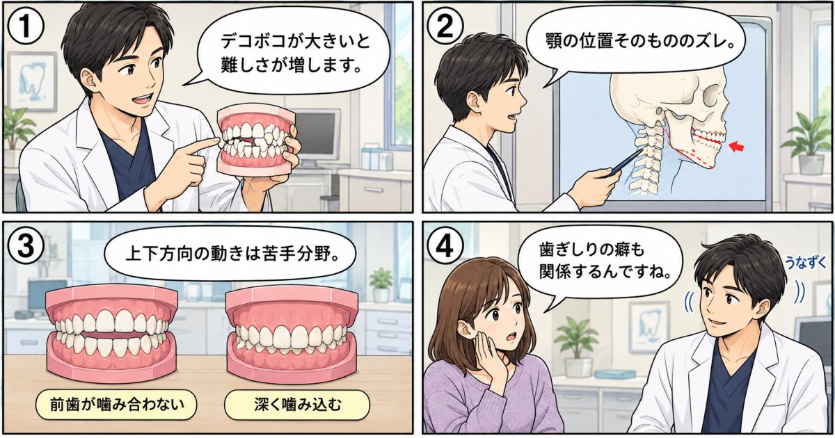マウスピース矯正で対応が難しいとされる症例の特徴