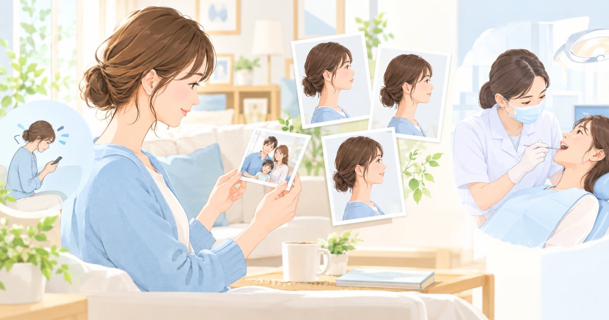 スマホ首で口ゴボになる?家族写真の横顔の変化と歯科相談の目安